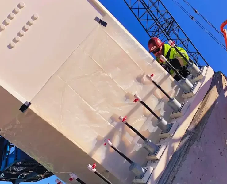 Post tensioning increases concrete strength by applying compressive force that reduces cracking in marine and bridge structures. This helps foundations handle heavy loads and environmental stress more effectively. Photo Credit: DYWIDAG
