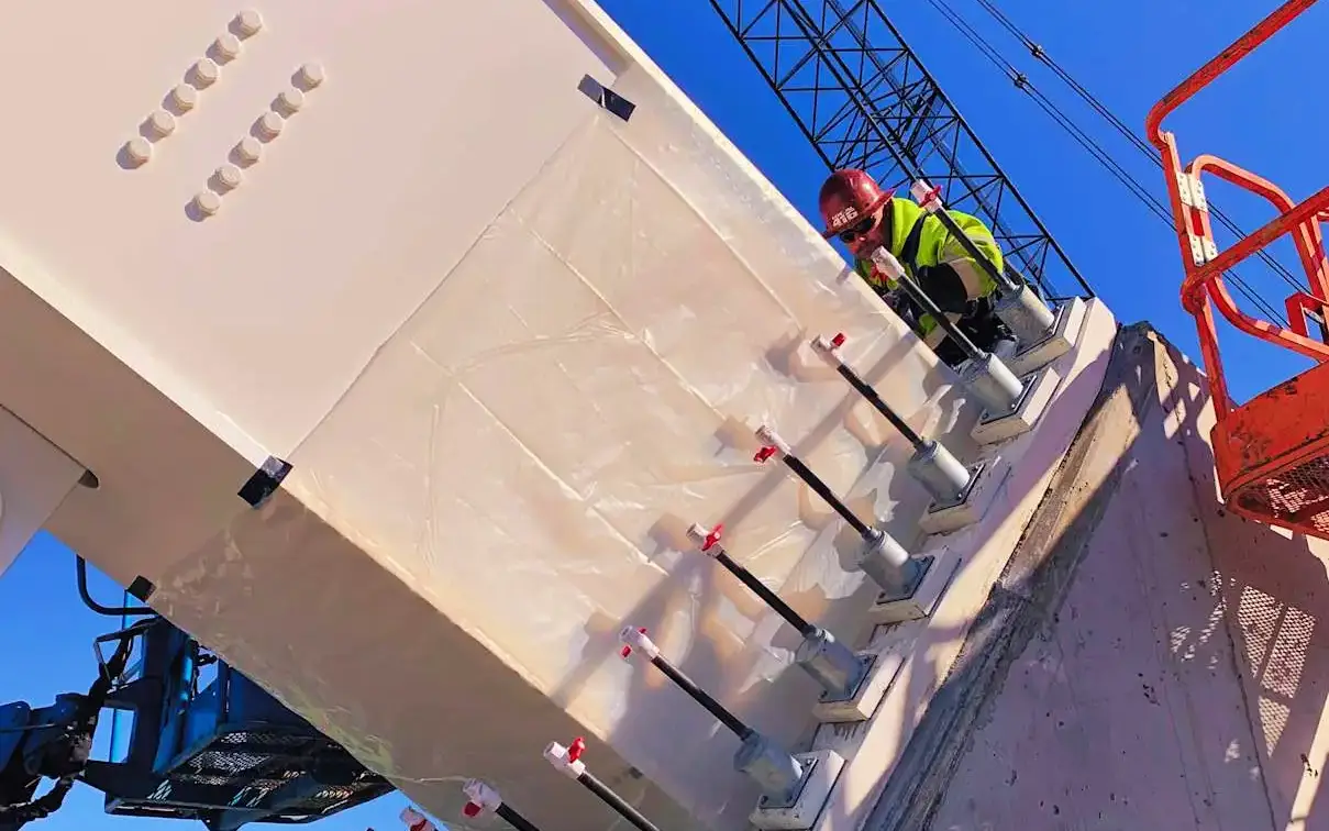 Post tensioning increases concrete strength by applying compressive force that reduces cracking in marine and bridge structures. This helps foundations handle heavy loads and environmental stress more effectively. Photo Credit: DYWIDAG