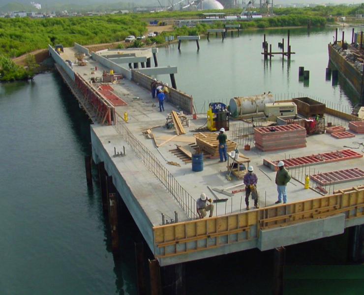 Bridges built in difficult terrain often rely on large diameter drilled shafts because they can penetrate mixed soils and anchor securely into bearing strata. This allows bridge piers to resist vertical, lateral and uplift forces even when surface soils are weak or unpredictable. Photo Credit: Morris-Shea