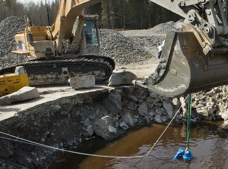 A dewatering pump removes excess water from construction or excavation sites to keep the area dry and stable for foundation work. These pumps handle groundwater, rainwater, or seepage efficiently, preventing soil erosion and structural instability during deep excavations. Photo Credit: Sulzer