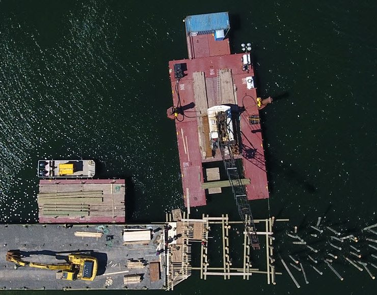 Precision positioning systems help marine contractors achieve centimetre level accuracy even when installing piles from floating platforms affected by waves and current. This accuracy reduces rework and keeps project timelines on track. Photo Credit: Measutronics