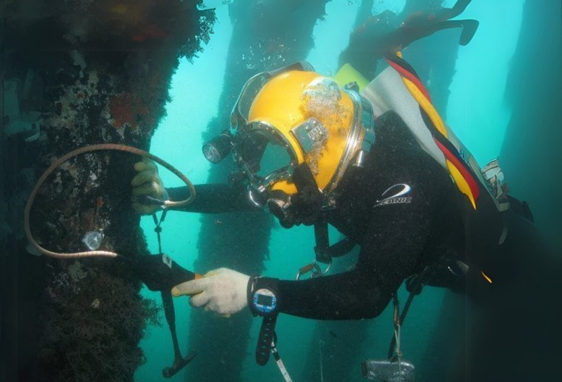 Commercial diving teams provide critical support during marine construction, ensuring underwater installations are properly aligned, anchored, and inspected. Their expertise keeps marine infrastructure stable and safe even in challenging underwater conditions. Photo Credit: Walker Diving