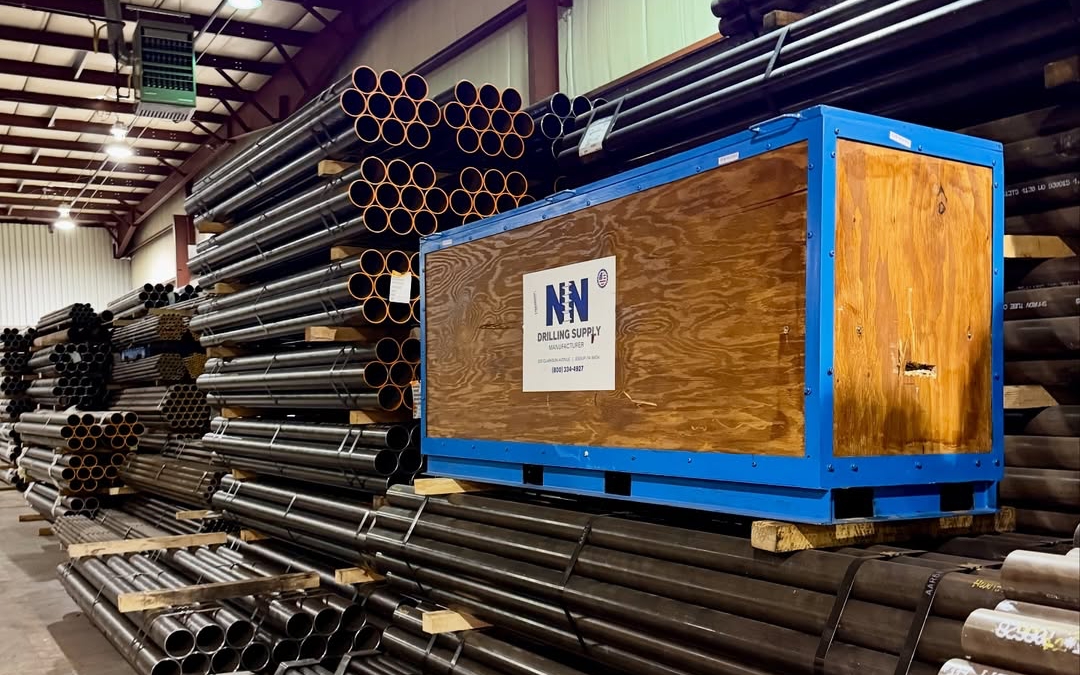 Environmental drilling commonly uses auger methods because they allow soil sampling without drilling fluids that could alter contamination results. This makes auger and bit selection critical for maintaining sample integrity on construction sites. Photo Credit: N&N Drilling Supply