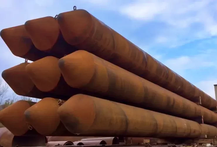 Pile tips protect pile toes from deformation and cracking when driving through dense, abrasive, or obstructed soils. Proper toe protection helps maintain pile geometry and preserves load-carrying capacity after installation. Photo Credit: Versa-Steel Inc.