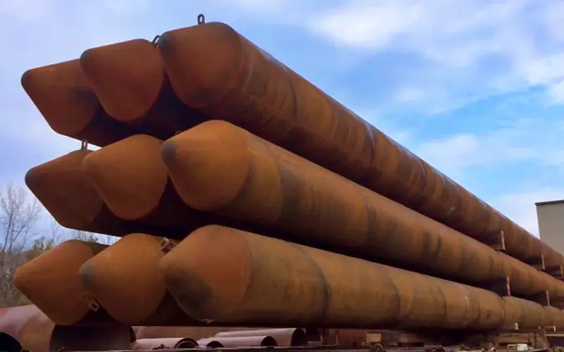 Pile tips protect pile toes from deformation and cracking when driving through dense, abrasive, or obstructed soils. Proper toe protection helps maintain pile geometry and preserves load-carrying capacity after installation. Photo Credit: Versa-Steel Inc.