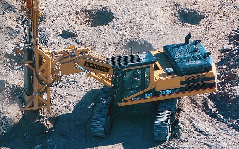 Rapid impact compaction improves soil density by applying repeated, high-energy impacts through a surface plate, making it effective for granular soils such as sands and gravels. The technique typically improves soil performance to depths of up to seven meters, depending on soil conditions and energy input. Photo Credit: BSP TEX