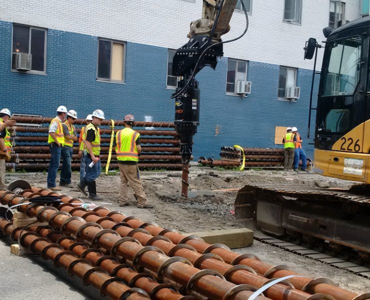 Helical anchors provide immediate load capacity once installed because they do not rely on curing time. Their torque to capacity relationship allows engineers to verify performance during installation. Photo Credit: Danbro Distributors