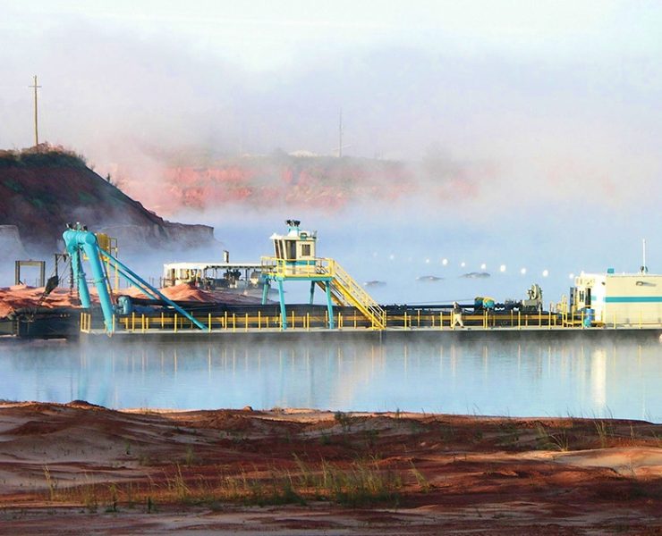 Dredged material can be reused as structural or working platform fill when grain size, moisture content, and contamination levels meet project and regulatory requirements. Proper processing helps reduce disposal volumes and material import costs. Photo Credit: DSC Dredge, LLC