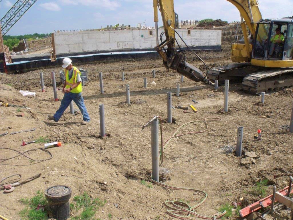 Installation torque is commonly used as a field indicator of axial load capacity for helical deep foundations. Measured torque values help confirm that foundations meet design requirements before construction progresses. Photo Credit: Pier Tech Systems LLC
