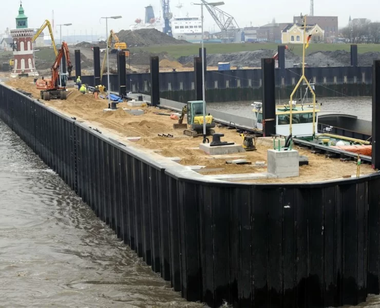 High-efficiency sheet pile designs use optimized geometry to increase bending resistance without increasing steel weight. This approach allows engineers to meet structural requirements while reducing overall material consumption. Photo Credit: Sheet-Pile LLC