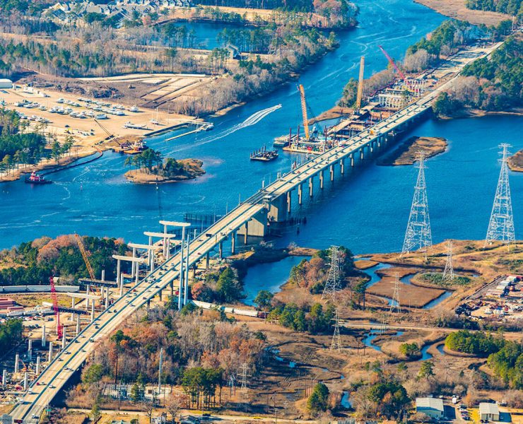 Steel reinforcement enables concrete bridges and marine structures to resist tensile and flexural stresses caused by traffic loads, wind, and water movement. Without reinforcement, concrete elements would be far more vulnerable to cracking and structural failure. Photo Credit: D.T. Read Steel