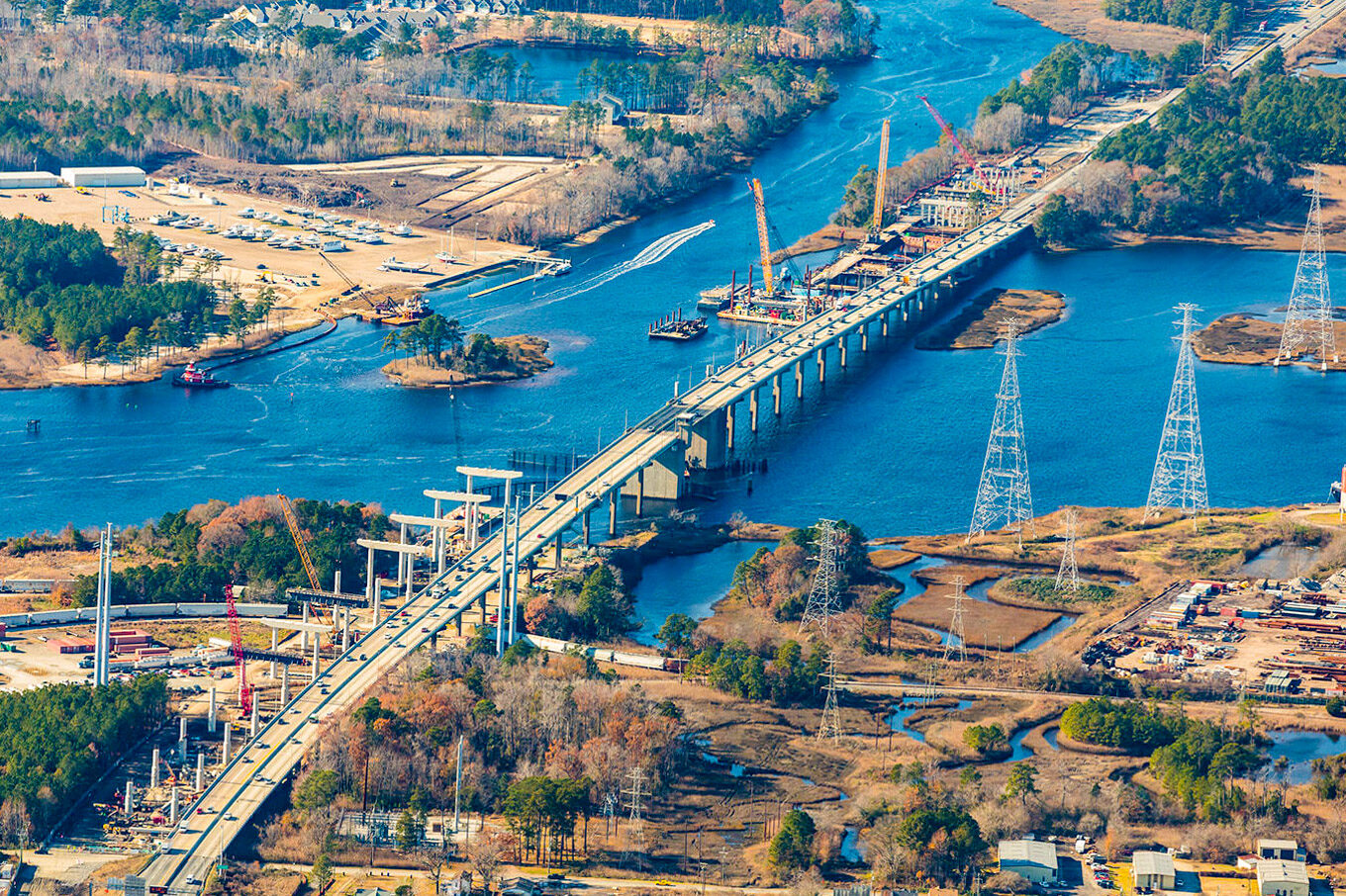 Steel reinforcement enables concrete bridges and marine structures to resist tensile and flexural stresses caused by traffic loads, wind, and water movement. Without reinforcement, concrete elements would be far more vulnerable to cracking and structural failure. Photo Credit: D.T. Read Steel