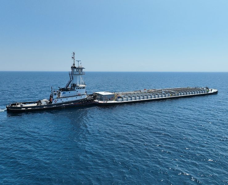 Tugboats enable the movement of oversized and heavy foundation materials that exceed road and rail transport limits. This makes marine transport essential for coastal projects involving piles, precast concrete, and structural steel. Photo Credit: Ashton Marine