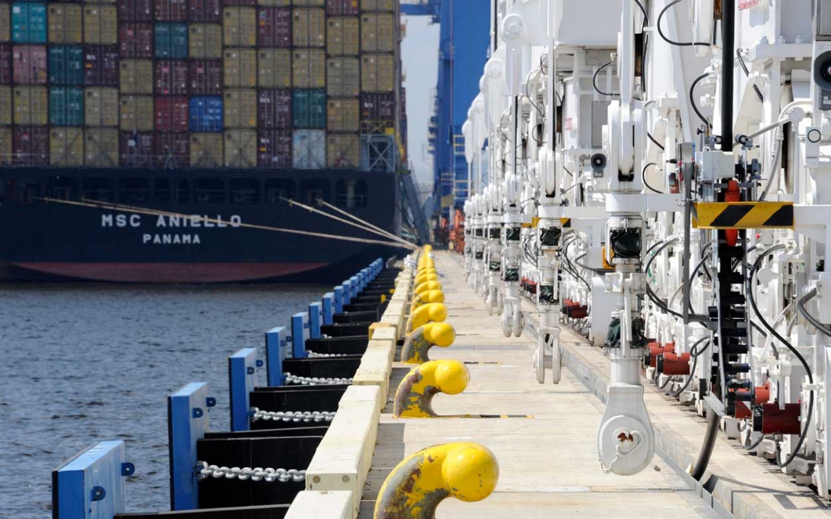 High wind speeds significantly increase mooring line loads because wind pressure on a vessel rises with the square of wind velocity. Even moderate increases in sustained wind can push mooring forces beyond the capacity of older dock hardware. Photo Credit: Marine Structures