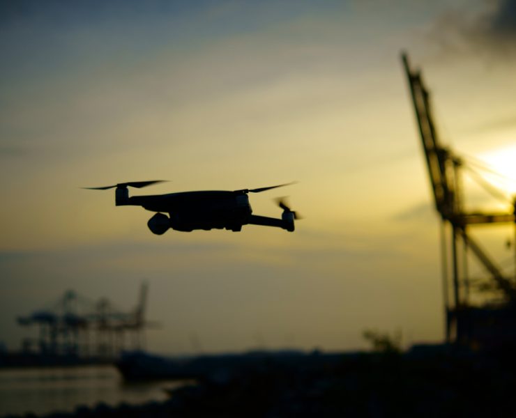 Drones equipped with advanced imaging sensors can capture highly accurate survey data that supports detailed mapping and monitoring of marine construction sites. Photo Credit: AguaDrone