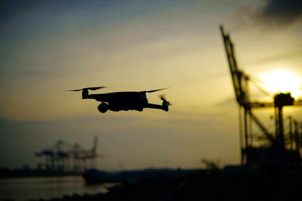 Drones equipped with advanced imaging sensors can capture highly accurate survey data that supports detailed mapping and monitoring of marine construction sites. Photo Credit: AguaDrone