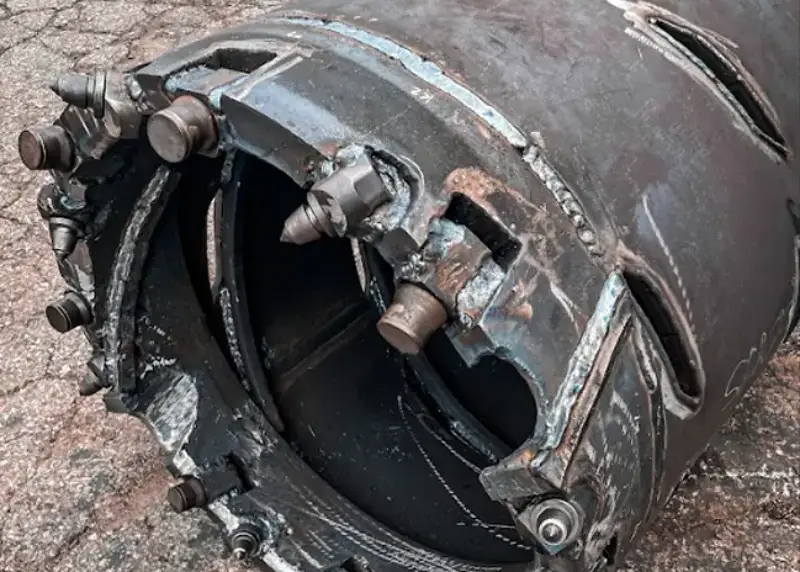 High-strength rock formations can significantly slow drilling progress and increase equipment wear during deep foundation construction. These conditions often require specialized drilling approaches to maintain borehole stability and alignment. Photo Credit: Champion Equipment Co