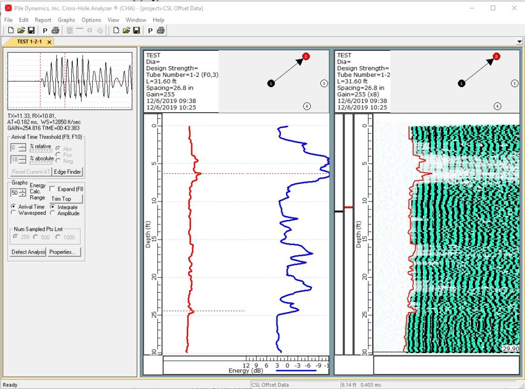 Crosshole Sonic Logging Data Sample