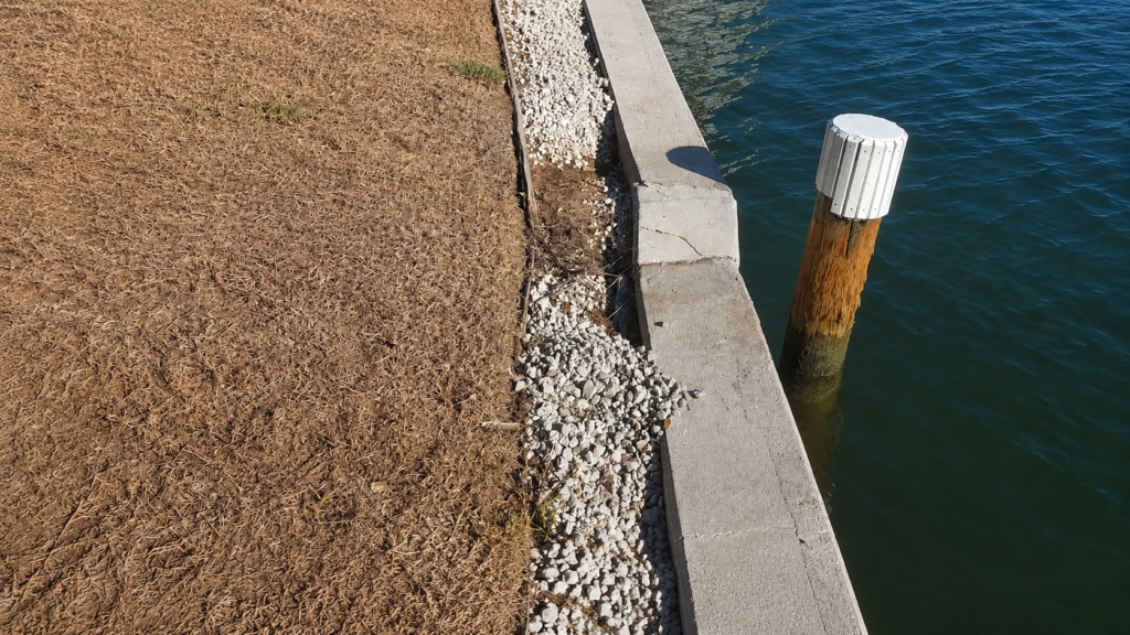 Dry weep holes after rainfall may indicate that the drainage system has become clogged. When water cannot escape, pressure continues to build behind the retaining wall. Photo Credit: JET Filter System, LLC