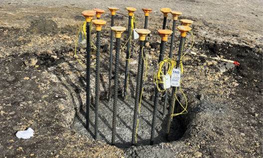 TIP data is collected shortly after concrete placement. This gives teams an early look at potential concerns. Photo Credit: Pile Dynamics, Inc