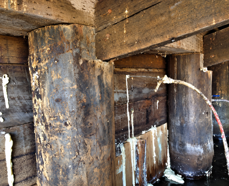 Bridge approach settlement can result from compressible foundation soils, loose fill, erosion, and other subsurface conditions. Correctly identifying the cause is essential before selecting a repair method. Photo Credit: Prime Resins