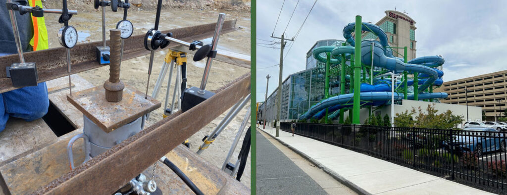 136 IDEAL® 1.75" square shaft helical anchors working in tension to resist buoyancy and in compression for the mechanical and pump rooms. Installing contractor: Walters Marine. Photo Credit: Danbro Distributors